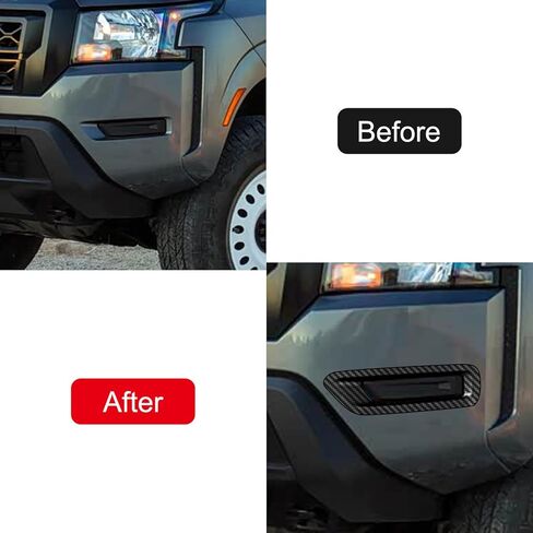 لنيسان فرونتير 2022-2024 ألياف الكربون الأسود الجبهة الضباب ضوء المصباح غطاء الكسوة 2 قطعة اكسسوارات السيارات in Kuwait