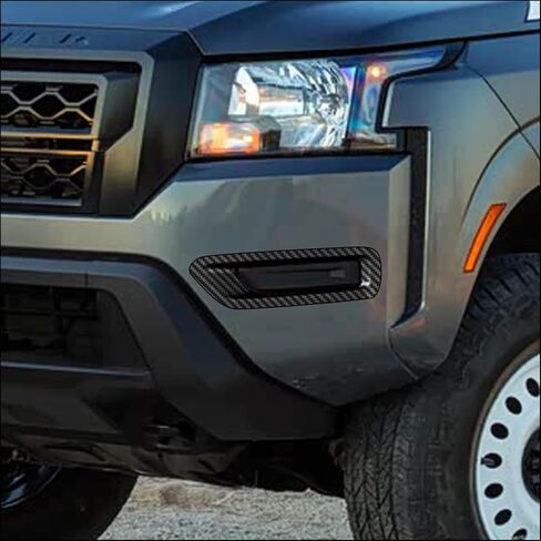 لنيسان فرونتير 2022-2024 ألياف الكربون الأسود الجبهة الضباب ضوء المصباح غطاء الكسوة 2 قطعة اكسسوارات السيارات in Kuwait