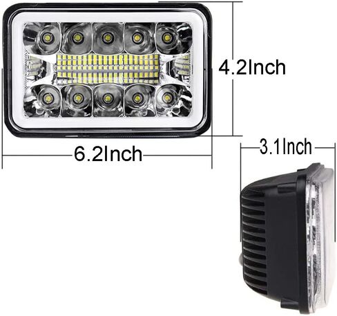 4 قطع مصابيح أمامية LED مقاس 4 × 6 بوصة متوافقة مع شيفروليه تشيفي C4500 C5500 كودياك، شعاع مستطيل مختوم DRL ضوء إشارة الانعطاف استبدال H4651 H4652 H4656 H4666 H6545 H4668 H4642 Light in Kuwait