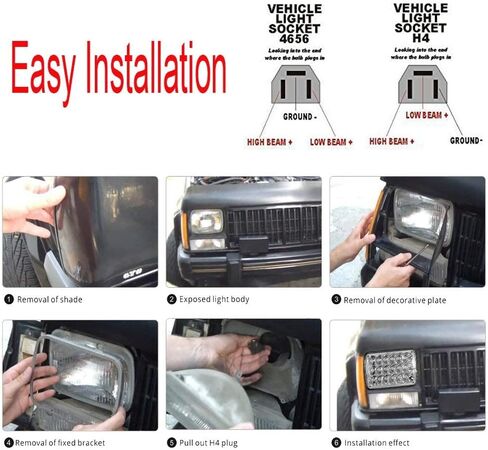 4 قطع مصابيح أمامية LED مقاس 4 × 6 بوصة متوافقة مع شيفروليه تشيفي C4500 C5500 كودياك، شعاع مستطيل مختوم DRL ضوء إشارة الانعطاف استبدال H4651 H4652 H4656 H4666 H6545 H4668 H4642 Light in Kuwait