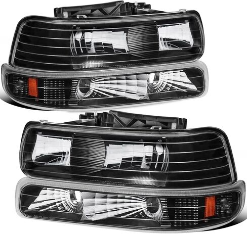 MOSTPLUS Headlight Assembly Compatible with 1999-2002 Chevrolet Silverado 1500 2500 2000-2006 Suburban 1500 2500 Tahoe Front Lamp with Black Housing/Smoke Tinted Lens/Clear Reflector in Saudi Arabia