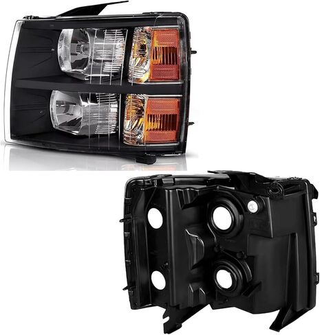 Black Amber Headlights Tail Lights Assembly Combo Compatible with 2008 2009 2010 2011 2013 Chevy Silverado Head Lights Rear Rear Brake Lamp, Factory Style in Saudi Arabia
