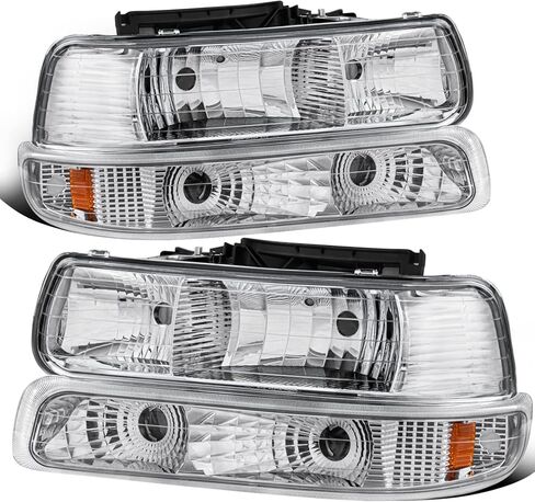 MOSTPLUS Headlight Assembly Compatible with 1999-2002 Chevrolet Silverado 1500 2500 2000-2006 Suburban 1500 2500 Tahoe Front Lamp with Black Housing/Smoke Tinted Lens/Clear Reflector in Saudi Arabia