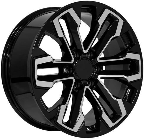 إطارات وإطارات OE Wheels CV69 مقاس 20 بوصة تناسب Silverado 1500 Style 6x139.7 20x9 مصنعة باللون الأسود اللامع - هولاندر 5905 - Dueler Alenza HL Plus 275/55-20 (مجموعة من 4) in Saudi Arabia