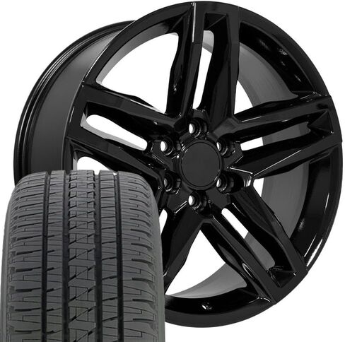 OE Wheels CV34 22 Inch Rims and Tires Fit Silverado 1500 Trail Boss Style 6x139.7 22x9 Gloss Black - Hollander 5911 - Dueler Alenza HL 285/45-22 (Set of 4) in Saudi Arabia
