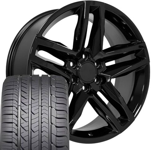 OE Wheels CV34 22 Inch Rims and Tires Fit Silverado 1500 Trail Boss Style 6x139.7 22x9 Gloss Black - Hollander 5911 - Eagle Sport 285/45-22 (Set of 4) in Saudi Arabia