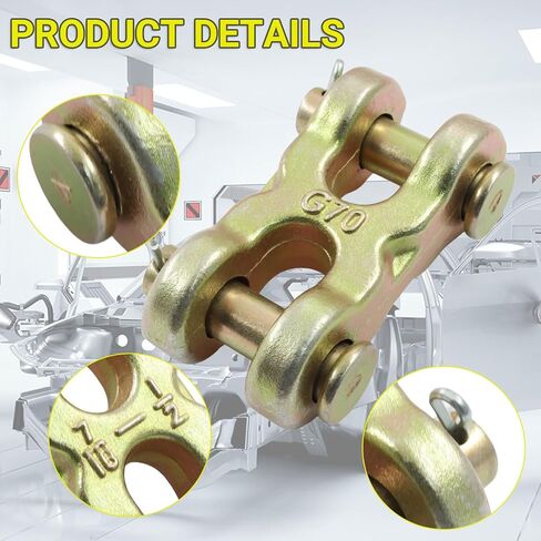 Litoexpe 4 حزم 1/2 بوصة رابط إصلاح سلسلة الأمان، G70 سبائك الصلب وصلة سلسلة Clevis مزدوجة، حمل عمل 11300 رطل in Kuwait