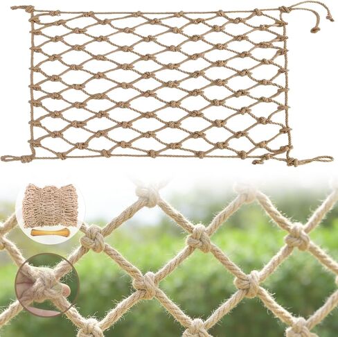 Jute Hemp Rope Net Heavy Duty Climbing Net for Kids Outdoor Balcony Safety Net Playground Rope Net Safety Netting for Railings Stair Protection Net Indoor Outdoor Decorative Net in Saudi Arabia