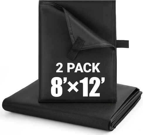 2 Pack 6x8 ft Black Heavy-Duty Waterproof Tarps - Oxford Fabric Tarpaulin with Reinforced Webbing Loops for Firewood, Roof, Camping, Pool, Boat & Outdoor Covers in Saudi Arabia