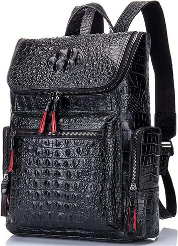 Croc Design Men's Leather Backpack | Stylish | FR Fashion Co. in Saudi Arabia