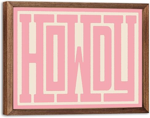 SEHSUVC الوردي HOWDY الغربية قماش جدار الفن، خمر مزرعة مزرعة رعاة البقر جدار ديكور، الخشب مؤطرة لطيف كوكيت Preppy الفتيات الجمالية غرفة ديكور الهدايا لغرفة النوم غرفة المعيشة ديكور المنزل 8x10 بوصة in Kuwait