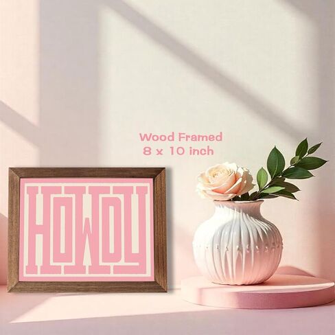 SEHSUVC الوردي HOWDY الغربية قماش جدار الفن، خمر مزرعة مزرعة رعاة البقر جدار ديكور، الخشب مؤطرة لطيف كوكيت Preppy الفتيات الجمالية غرفة ديكور الهدايا لغرفة النوم غرفة المعيشة ديكور المنزل 8x10 بوصة in Kuwait