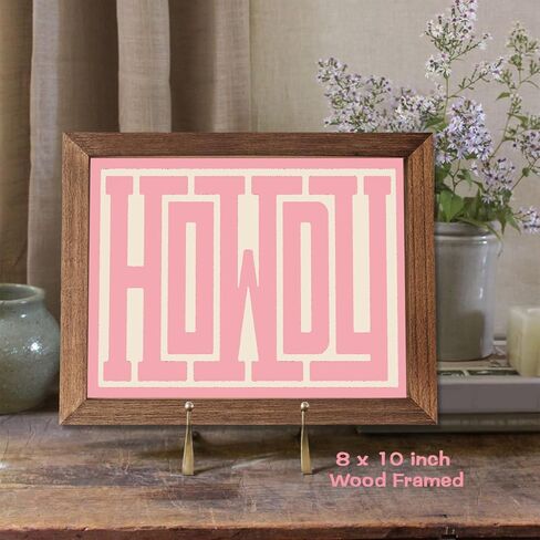 SEHSUVC الوردي HOWDY الغربية قماش جدار الفن، خمر مزرعة مزرعة رعاة البقر جدار ديكور، الخشب مؤطرة لطيف كوكيت Preppy الفتيات الجمالية غرفة ديكور الهدايا لغرفة النوم غرفة المعيشة ديكور المنزل 8x10 بوصة in Kuwait