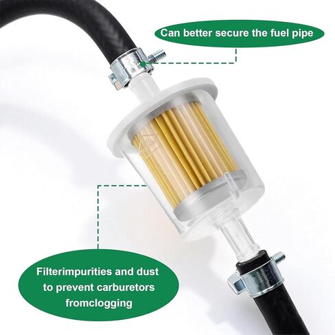 3/8Inch (10MM) ID Fuel Line kits,6Ft Fuel Line&2Pcs Gas Inline Fuel Filter Fits 3/8inch&4 Pcs Mini Adjustable Fuel Hose Clamps for Motorcycles,ATV,Lawn Mowers,Small Tractors Garden Tillers in Kuwait