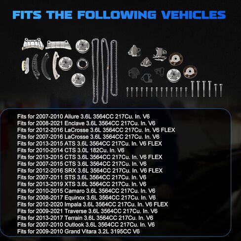 3.6 مجموعة سلسلة توقيت المحرك VVT مجموعة سلسلة التوقيت تناسب 2007-2021 Equinox Traverse Enclave Allure LaCrosse ATS CTS SRX STS XTS Camaro Impala Terrain Outlook Grand Vitara 3.0L 3.2L 3.6L #9-0753S in Saudi Arabia