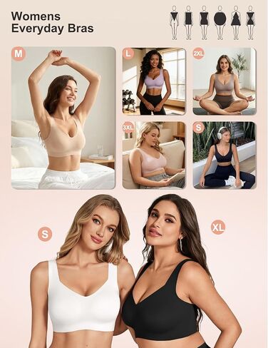 Bras for Women No Underwire Seamless Pullover Bras Wireless Full Coverage T Shirt Bralettes Wide Straps Sleep Everyday Bra in Saudi Arabia
