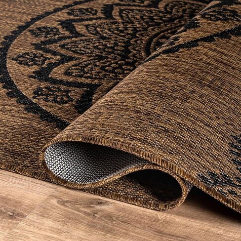 سجادة CAMILSON للأماكن الخارجية مقاس 10 × 14 سجاد عصري كبير الحجم للباحات والشرفات الداخلية والخارجية - سجادة خارجية قابلة للغسل وغير قابلة للتساقط وسهلة التنظيف (10 × 14 ميدالية - ذهبي/أسود) in Kuwait