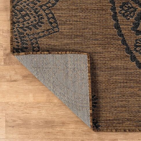 سجادة CAMILSON للأماكن الخارجية مقاس 10 × 14 سجاد عصري كبير الحجم للباحات والشرفات الداخلية والخارجية - سجادة خارجية قابلة للغسل وغير قابلة للتساقط وسهلة التنظيف (10 × 14 ميدالية - ذهبي/أسود) in Kuwait