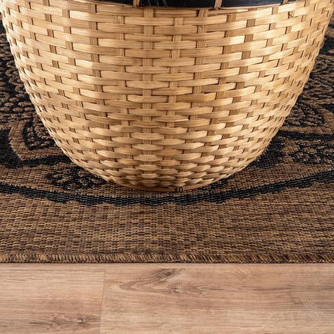 سجادة CAMILSON للأماكن الخارجية مقاس 10 × 14 سجاد عصري كبير الحجم للباحات والشرفات الداخلية والخارجية - سجادة خارجية قابلة للغسل وغير قابلة للتساقط وسهلة التنظيف (10 × 14 ميدالية - ذهبي/أسود) in Kuwait