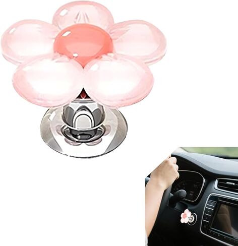 Cute 3D Flower Push Start Button Cover, Self-Adhesive Anti-Scratch Resin Flower Engine Start Stop Button Cover, Car Ignition Switch Protective Decor Gift for Women (Pink) in Kuwait