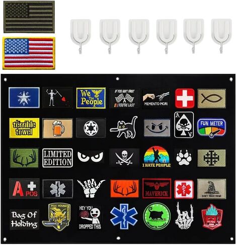 Foldable Military Morale Tactical Patchs Display Board,33.5 inch x 27.5 inch Army Organizer Frame Hanging Wall Display Panel Morale Emblems Hook and Loop Collection Holder Panel-Black in Saudi Arabia