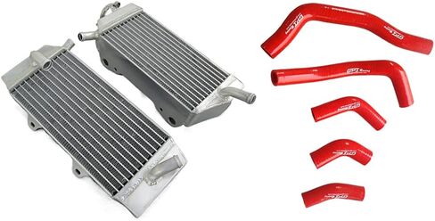 Alumimum Radiator + Silicone hose For 2005-2008 Honda CRF450R CRF450 2005 2006 2007 2008 (Red) in Kuwait