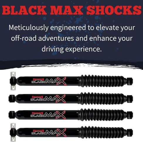 Set of Black Max Series Front & Rear Hydraulic Action Shocks fits 1988 1998 K1500 Pickup 4WD with 0-2.5" Front & 0-2" Rear Lift | Multi-Stage Valving | Durable Gloss Black Finish in Saudi Arabia