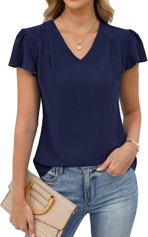 بلوزات نسائية كاجوال أنيقة للعمل بأكمام قصيرة، قمصان صيفية، ملابس عصرية 2026 in Kuwait