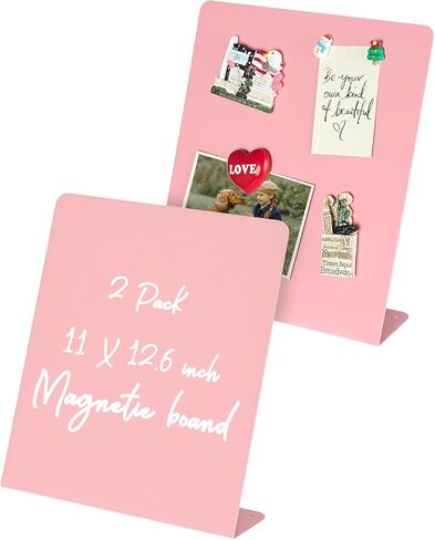 Magnet Board - Pink, 11 x 12.6 x 2.4 in, Standing Magnetic Board for Desk, Magnetic Display for Memos, Photos & Documents, Bulletin Board for Home Office School Kitchen Table Supplies(PK-FX2832-1P) in Kuwait