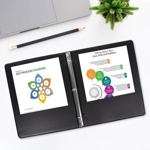 غلاف دائري مقاس 0.5 بوصة، متين مقاس 1/2 بوصة 3 حلقات يناسب حجم الورق، مجلدات عرض العرض التقديمي، أسود، 12 قطعة in Kuwait