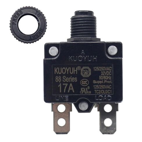 13-21 Amps 88 Series Quick Connect Terminals Push-to-Reset Thermal Circuit Breaker with Transparent Waterproof Button Dust Cover (1-Pack) (20A) in Saudi Arabia