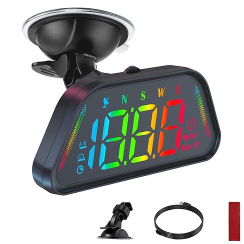 Heads up Display for Cars, Car HUD GPS Digital Speedometer, MPH KM/H Speed Compass, Overspeed Alarm, USB Cable Plug and Play, RGB Color Display, 360° Base, Real-Time Speed Projection for All Vehicles in Saudi Arabia