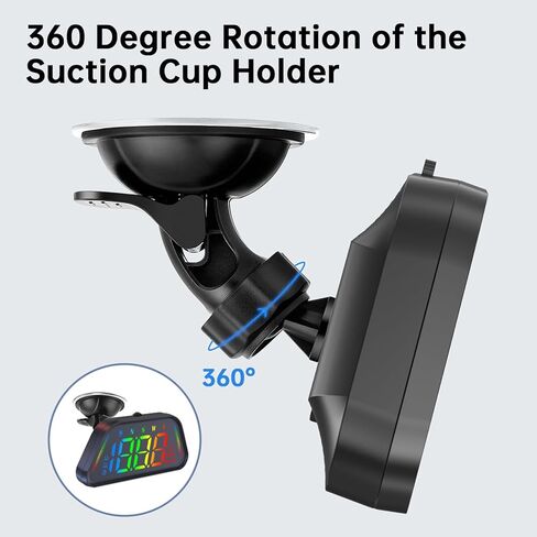 Heads up Display for Cars, Car HUD GPS Digital Speedometer, MPH KM/H Speed Compass, Overspeed Alarm, USB Cable Plug and Play, RGB Color Display, 360° Base, Real-Time Speed Projection for All Vehicles in Saudi Arabia