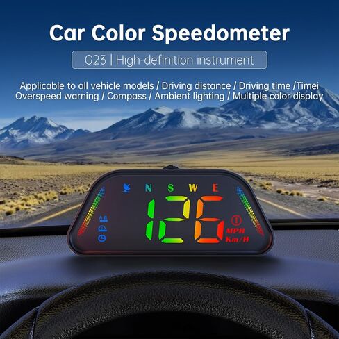 Heads up Display for Cars, Car HUD GPS Digital Speedometer, MPH KM/H Speed Compass, Overspeed Alarm, USB Cable Plug and Play, RGB Color Display, 360° Base, Real-Time Speed Projection for All Vehicles in Saudi Arabia