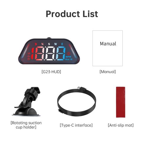 Heads up Display for Cars, Car HUD GPS Digital Speedometer, MPH KM/H Speed Compass, Overspeed Alarm, USB Cable Plug and Play, RGB Color Display, 360° Base, Real-Time Speed Projection for All Vehicles in Saudi Arabia