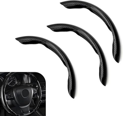 3 PCS Car Steering Wheel Covers, Segmented Steering Wheel Protectors, Non-Slip Carbon Fiber Steering Wheel Cover, Universal for Most Car (Black) in Kuwait