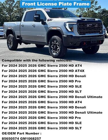 إطار لوحة الترخيص الأمامي FASTCHE متوافق مع 2024 2025 2026 GMC Sierra 2500 HD 3500 HD المصد الأمامي لوحة الترخيص حامل استبدال # 85650574 GM1068257 in Saudi Arabia