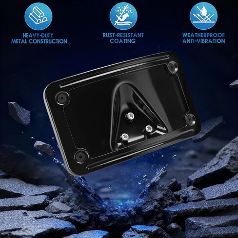 Low Profile License Plate Mount Kit，Heavy Steel License Plate Frame w/Holder，3148 License Plate Bracket Compatible with Motorcycle Harley Davidson 3 Hole,02-08 VTX1800R/S/T, 03-09 VTX1300R/S/T in Kuwait