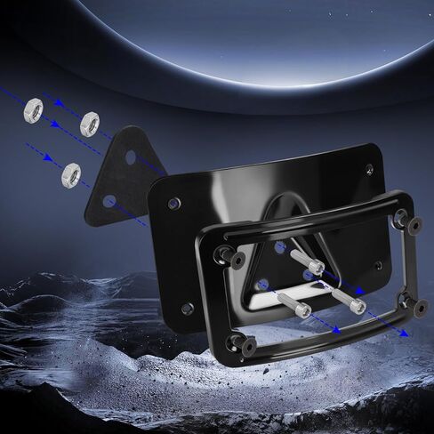 Low Profile License Plate Mount Kit，Heavy Steel License Plate Frame w/Holder，3148 License Plate Bracket Compatible with Motorcycle Harley Davidson 3 Hole,02-08 VTX1800R/S/T, 03-09 VTX1300R/S/T in Kuwait