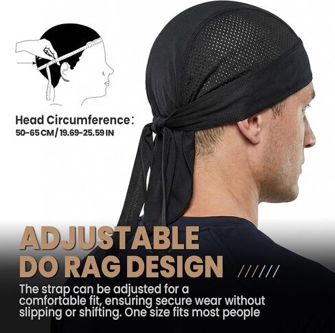 Do rag Bandanas للرجال، قبعات جمجمة قابلة للتنفس، خرق الندى للنساء، أغطية رأس تبريد، بطانة خوذة تبريد Durag in Saudi Arabia