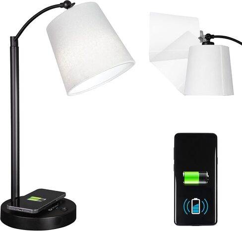 مصباح مكتب LED مظلل من OttLite Good Housekeeping مع وسادة شحن لاسلكية - مصمم لتقليل إجهاد العين - ظل قابل للتعديل، لمبة ClearSun LED قابلة للاستبدال، صياغة، إضاءة للقراءة، مصباح مكتب in Saudi Arabia