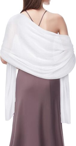Geyoga Shawls and Wraps for Evening Dresses Sheer Chiffon Women Elegant Soft Silky Wraps Wedding Bridal Scarf(White) in Saudi Arabia