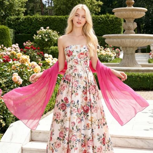 Yolev Chiffon Shawl Wraps for Evening Dresses Soft Silky Womens Scarf Shawl Hot Pink Dress Scarf for Women Wedding Evening Bridal Prom Travel Beach Wrap Scarves in Saudi Arabia
