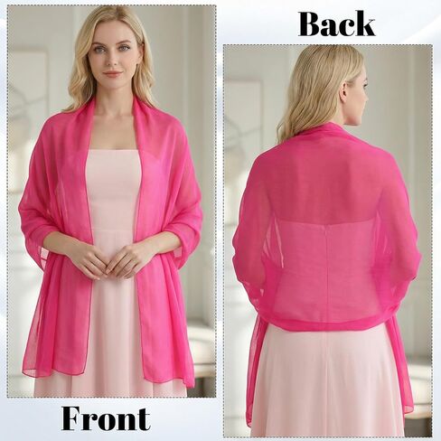 Yolev Chiffon Shawl Wraps for Evening Dresses Soft Silky Womens Scarf Shawl Hot Pink Dress Scarf for Women Wedding Evening Bridal Prom Travel Beach Wrap Scarves in Saudi Arabia