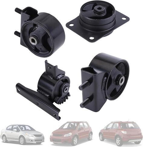 4 قطع حامل محرك المحرك ومجموعة ناقل الحركة متوافقة مع سوزوكي SX4 2.0L FWD 2007 2008 2009 ناقل الحركة التلقائي - يستبدل OEM#11710-80J00 11720-80J00 11610-80J00 11620-80J00 in Kuwait