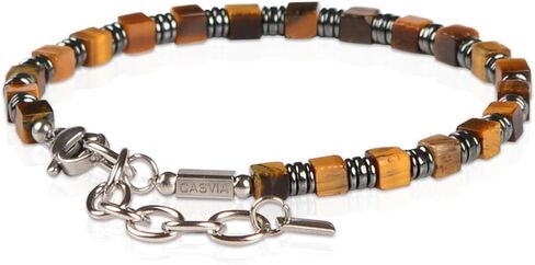 Tigers Eye Mens Bracelet Paired with Hematite and a Thickened Stainless Steel Adjustable Chain Chakra Protection Mens Jewelry and an Ideal Choice for Yourself Your Father and Your Friends in Kuwait
