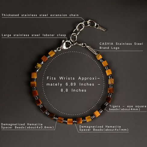 Tigers Eye Mens Bracelet Paired with Hematite and a Thickened Stainless Steel Adjustable Chain Chakra Protection Mens Jewelry and an Ideal Choice for Yourself Your Father and Your Friends in Kuwait