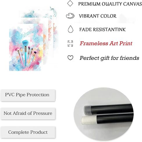 4 Pcs Tween Teen Girls Bedroom Wall Art Watercolor Pictures Teenager Music Lovers Posters Wall Decor Printing Makeup Brushes Boba Tea Headphones Books prints for Girl Dorm Bedroom 8x10in Poster in Saudi Arabia