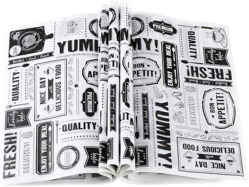 Newsprint Wax Paper Sheets Newspaper Theme Food Wrap Paper Grease Resistant Tray Liners Waterproof Wrapping Tissue Food Picnic Sandwich Wrap for Home Kitchen Baking Hamburger Basket (2000 Pieces) in Kuwait
