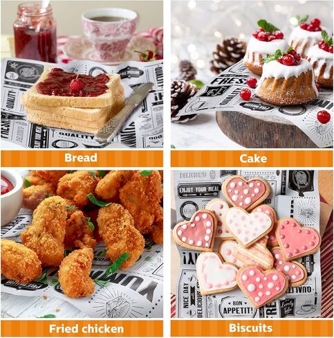 Newsprint Wax Paper Sheets Newspaper Theme Food Wrap Paper Grease Resistant Tray Liners Waterproof Wrapping Tissue Food Picnic Sandwich Wrap for Home Kitchen Baking Hamburger Basket (2000 Pieces) in Kuwait